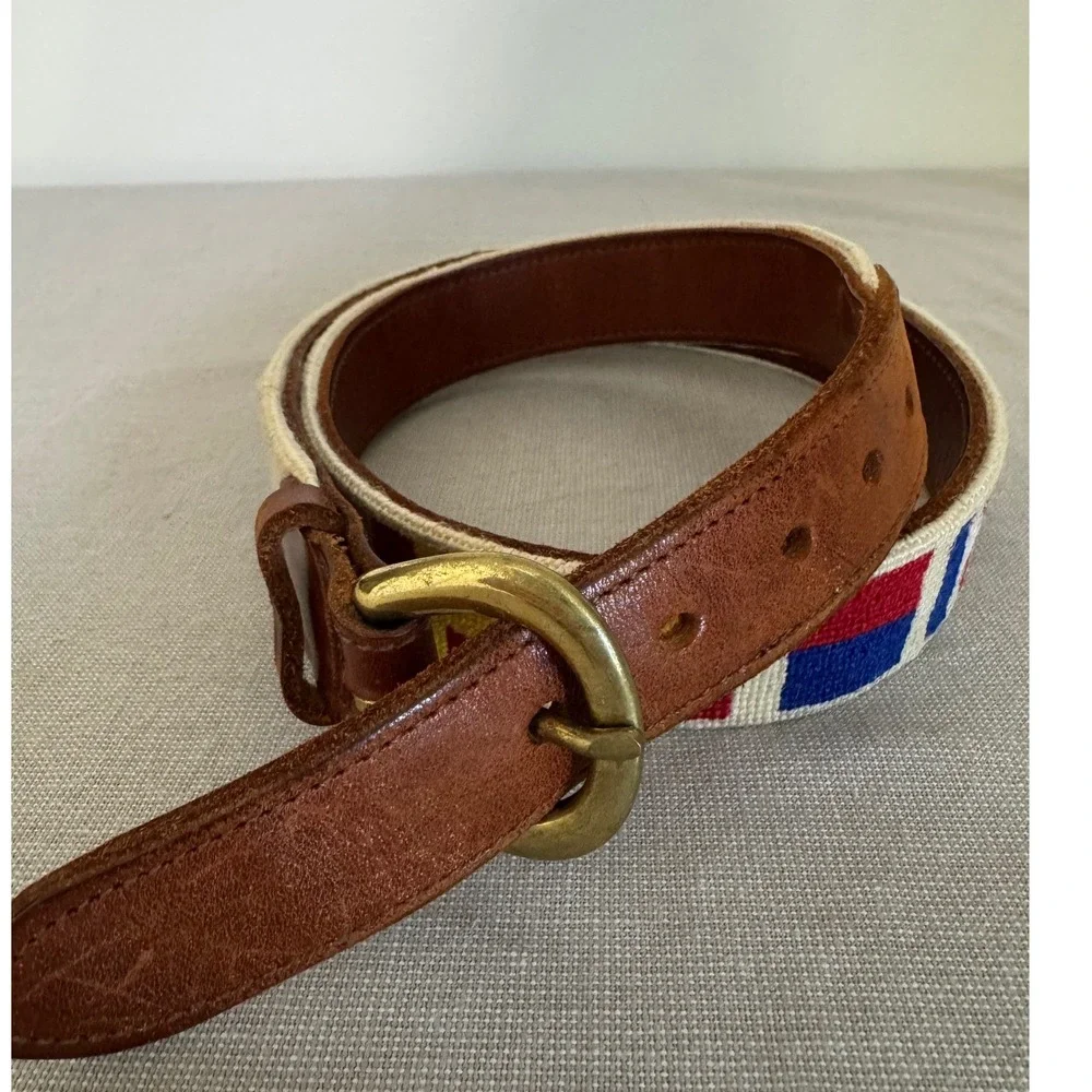 Nautical Maritime Signals Embroidered Leather‎ Belt